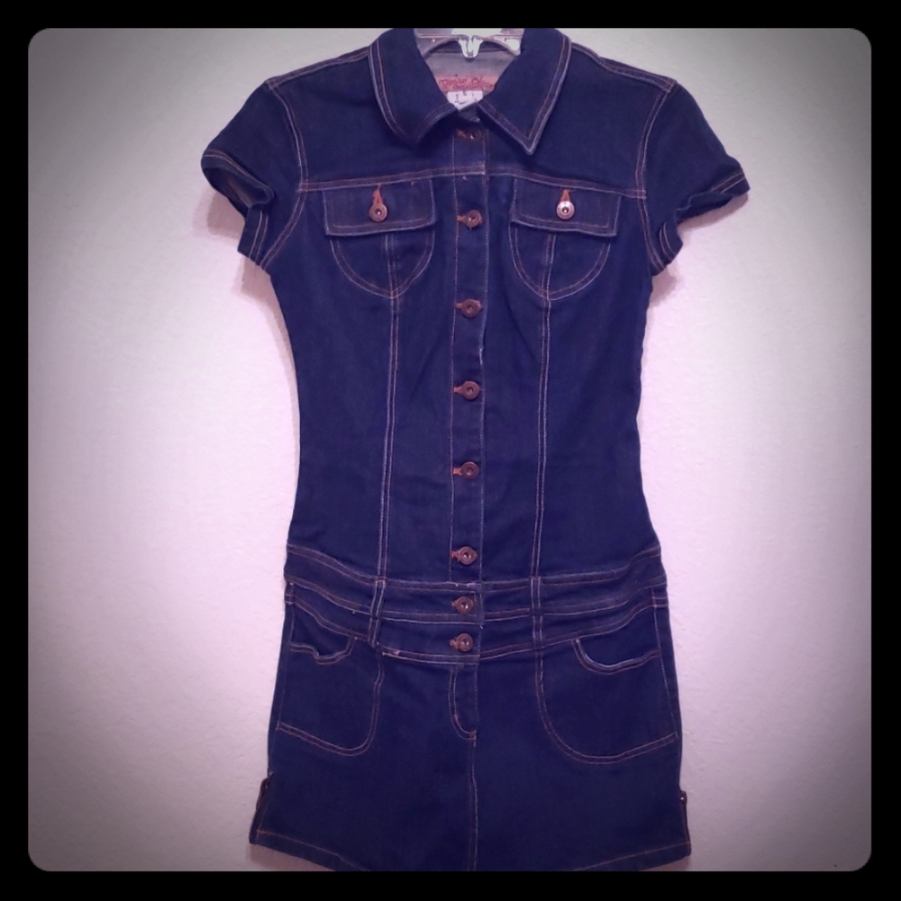 Denim dress.